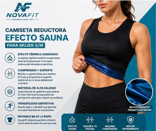 Camiseta Reductora Efecto Sauna NOVAFIT® | Compresión Térmica para Mujer