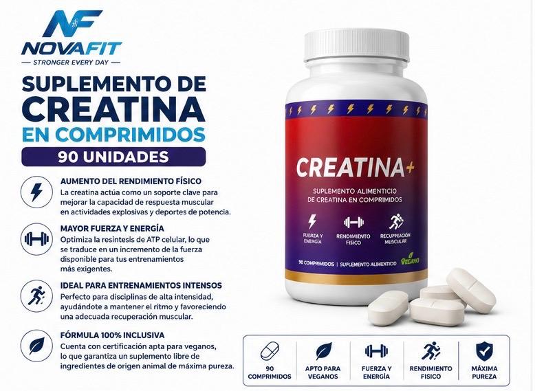 Creatina en Comprimidos NOVAFIT® | 90 Comprimidos para Deportistas