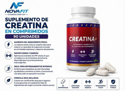 Creatina en Comprimidos NOVAFIT® | 90 Comprimidos para Deportistas