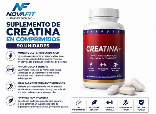 Creatina en Comprimidos NOVAFIT® | 90 Comprimidos para Deportistas