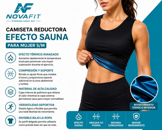 Camiseta Reductora Efecto Sauna S/M NOVAFIT® | Compresión Térmica para Mujer