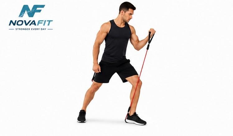Bandas Elásticas de Resistencia Largas NOVAFIT® | Kit Completo de Entrenamiento Fitness 11 en 1