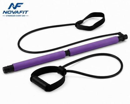Barra de Pilates NOVAFIT® | Kit Portátil con Bandas de Resistencia para Entrenamiento de Cuerpo Completo