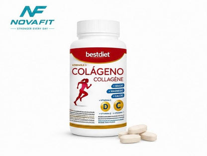 Colágeno Hidrolizado NOVAFIT® | 120 Comprimidos con Vitamina C, Magnesio y Calcio