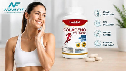 Colágeno Hidrolizado NOVAFIT® | 120 Comprimidos con Vitamina C, Magnesio y Calcio
