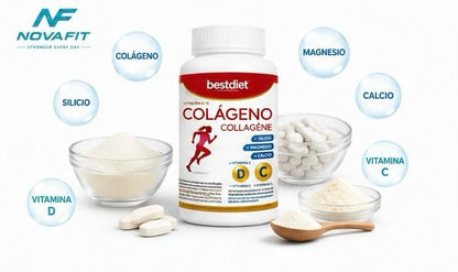 Colágeno Hidrolizado NOVAFIT® | 120 Comprimidos con Vitamina C, Magnesio y Calcio