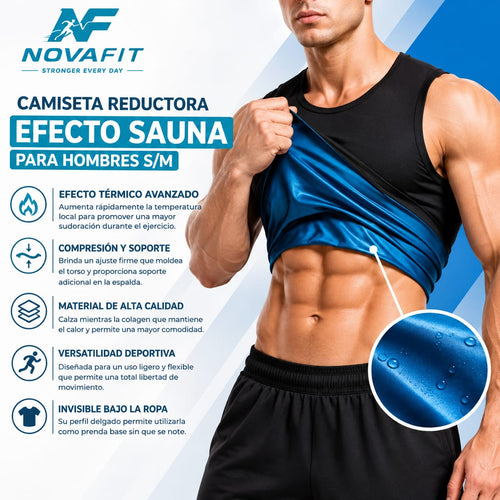 Camiseta Reductora Efecto Sauna S/M NOVAFIT® | Compresión Térmica para Hombre