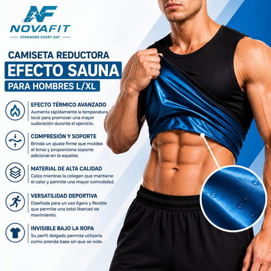 Camiseta Reductora Efecto Sauna L/XL NOVAFIT® | Compresión Térmica para Hombre