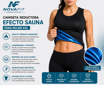 Camiseta Reductora Efecto Sauna XXL NOVAFIT® | Compresión Térmica para Mujer