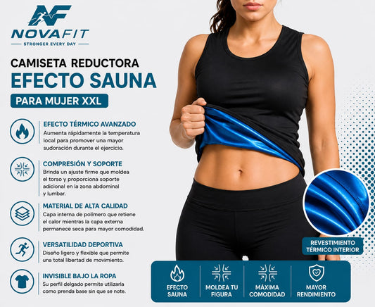 Camiseta Reductora Efecto Sauna XXL NOVAFIT® | Compresión Térmica para Mujer