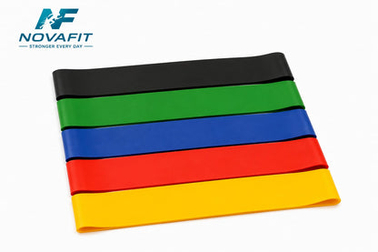 Bandas Elásticas de Resistencia Cortas NOVAFIT® | Set de 5 Bandas para Entrenamiento y Fitness